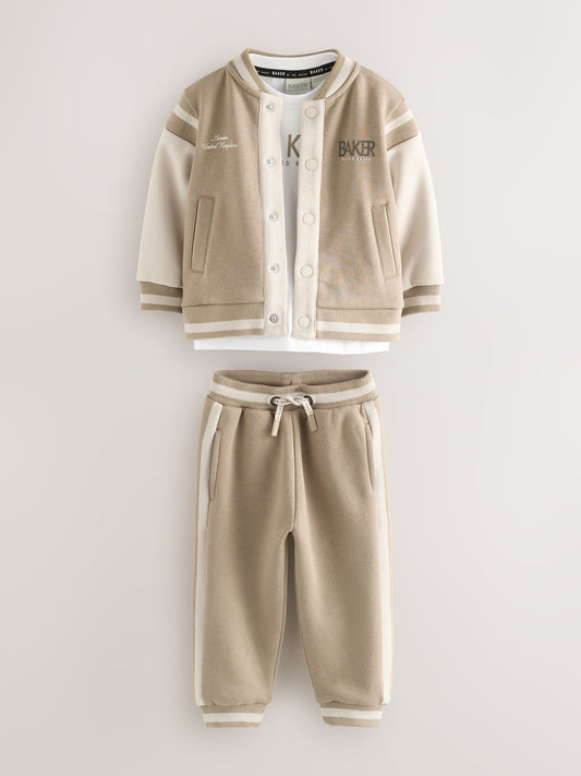 Baker by Ted Baker Stone Varsity Jacket T-Shirt and Joggers 3 Piece Set image 3