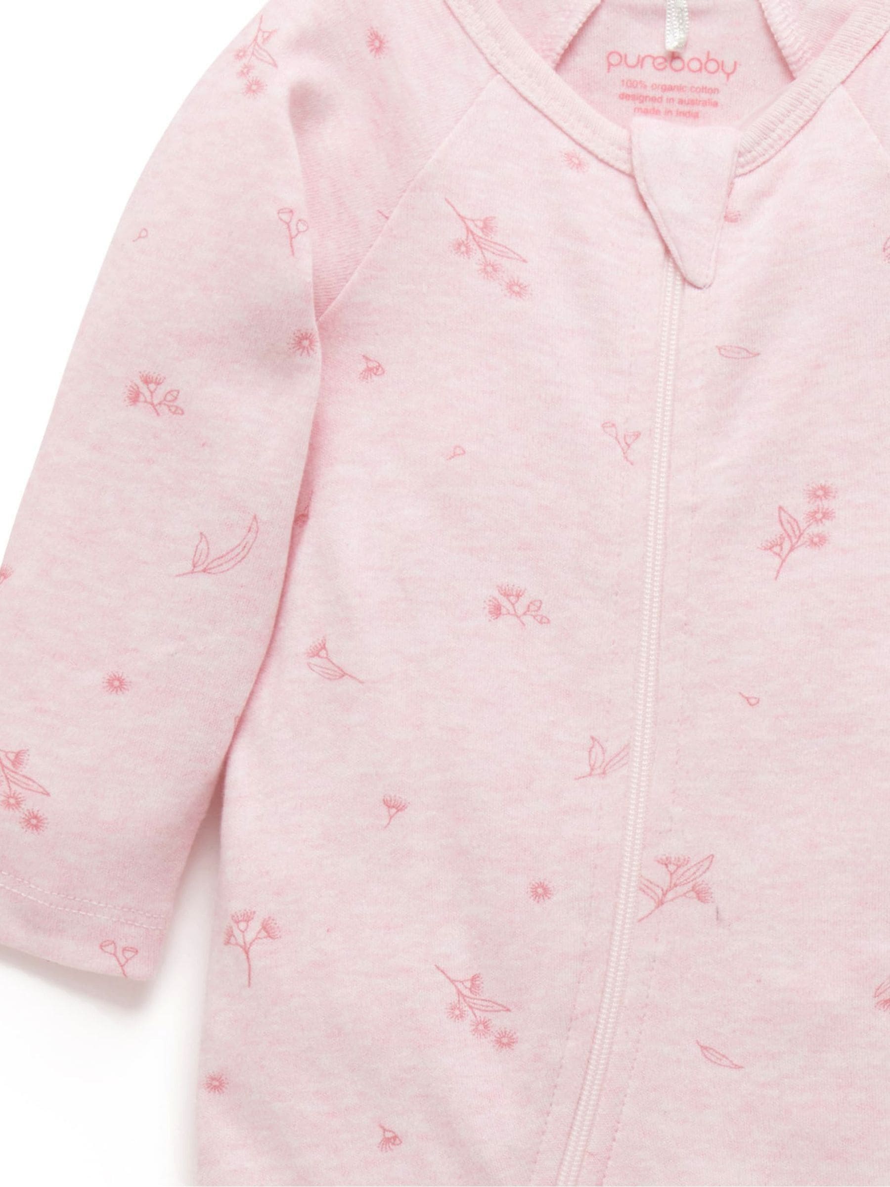 Purebaby Pink Zip 100% Cotton Sleepsuit & Headband Set image 4