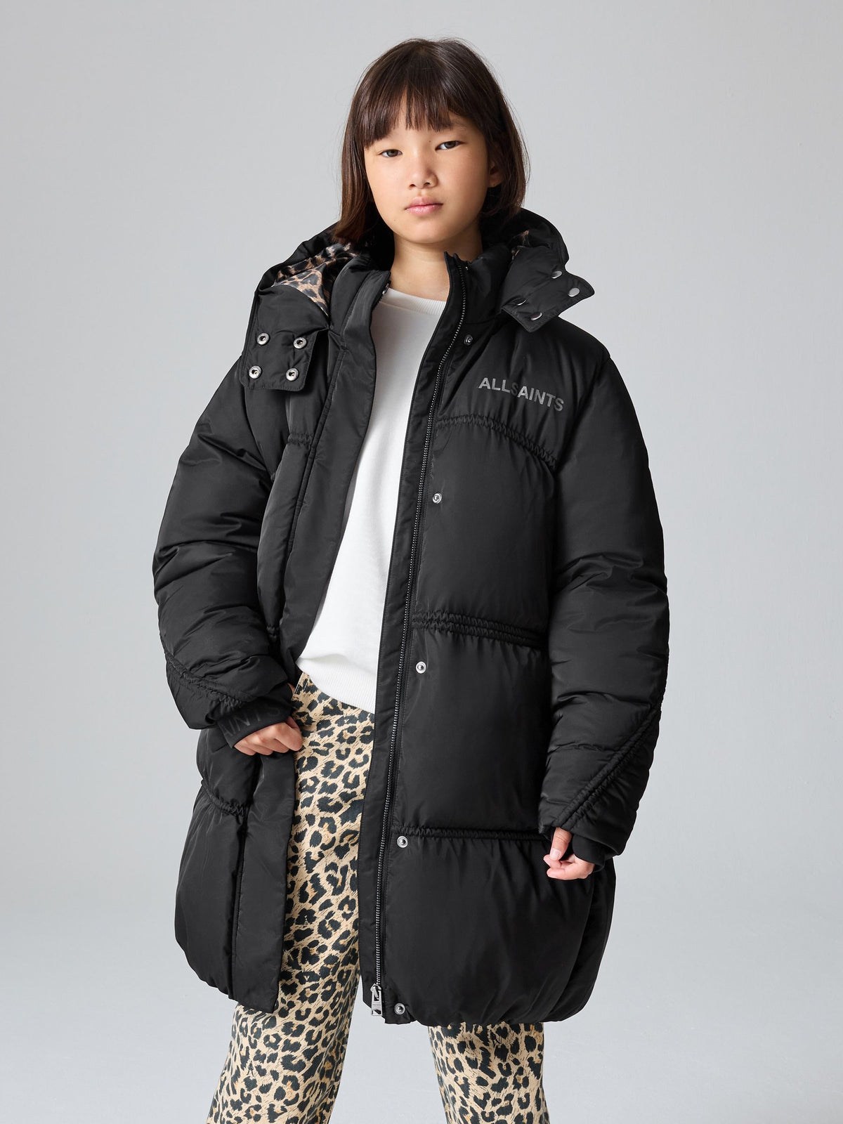 smALLSAINTS Black Ruched Longline Padded Coat - image 1