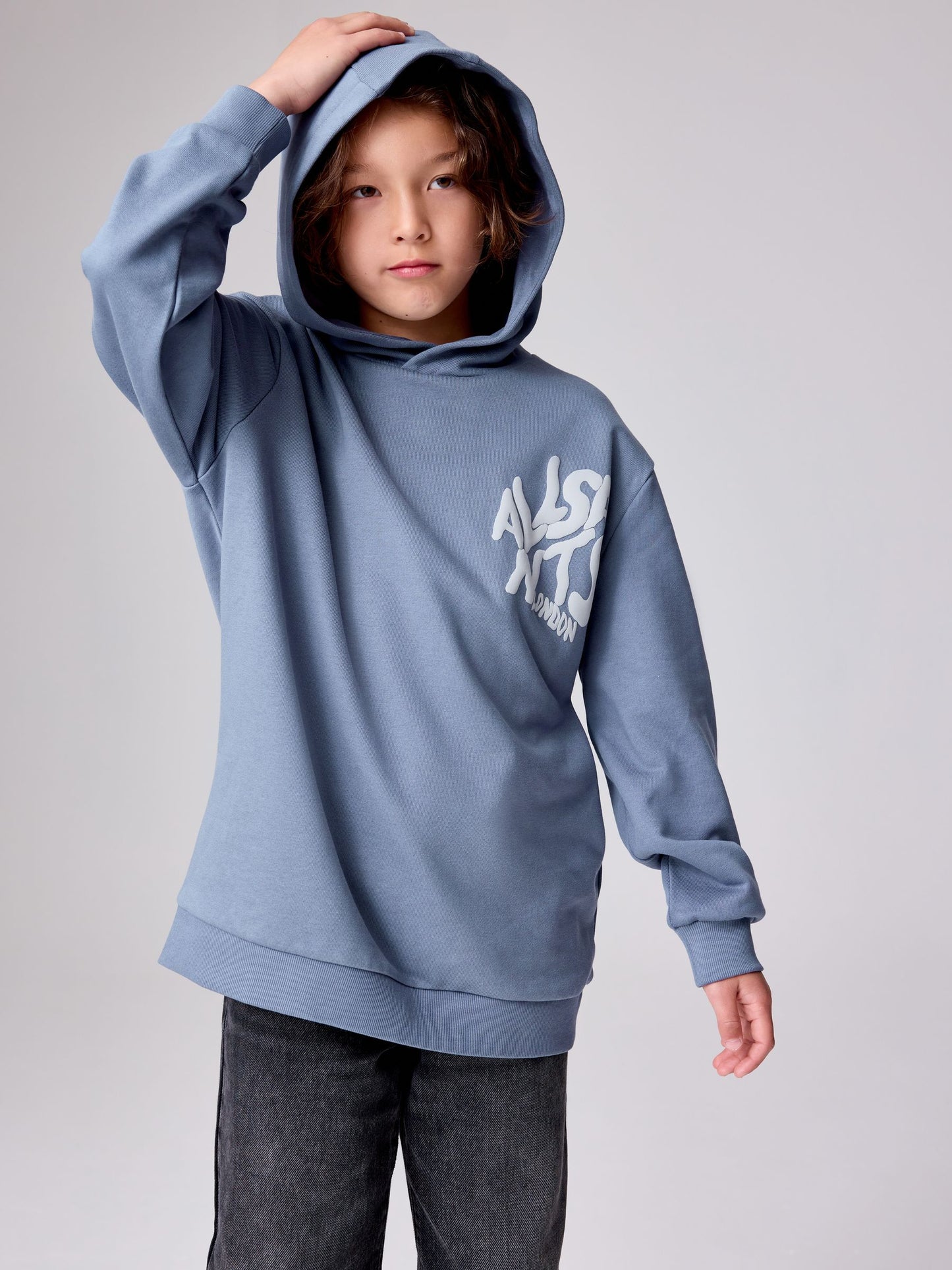 Dsiney Kidz - smALLSAINTS Mid Blue Oversized Orlando Pullover Hoodie image 1