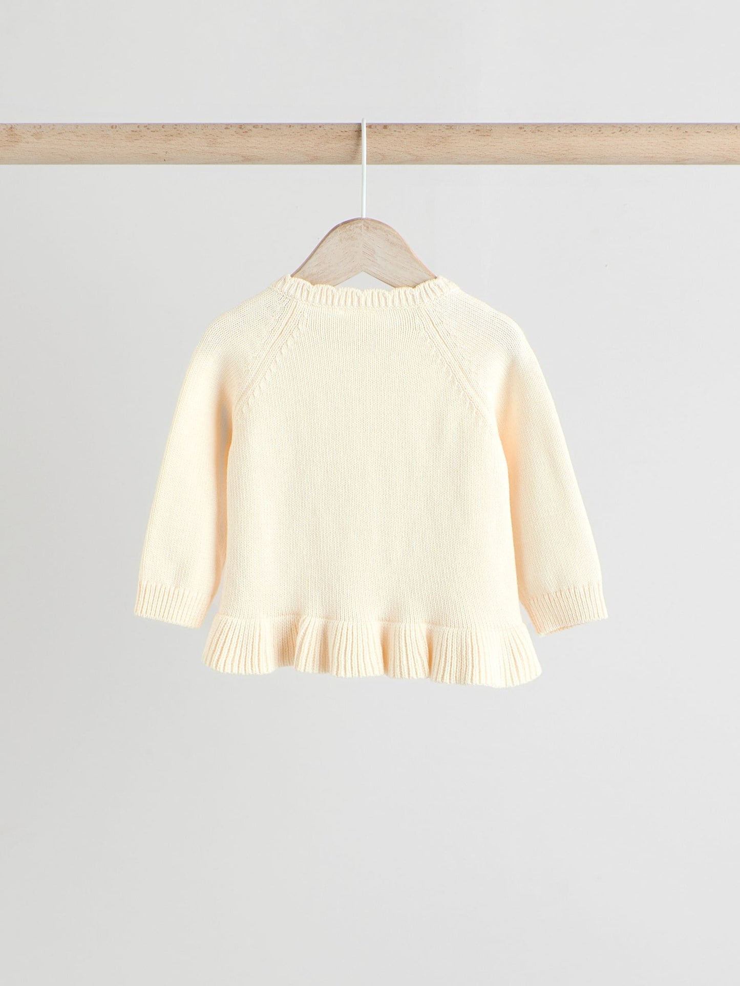 White Frill Knitted Bow Baby Cardigan Set (0mths-3yrs)