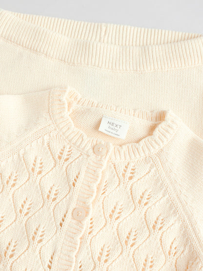 White Frill Knitted Bow Baby Cardigan Set (0mths-3yrs)