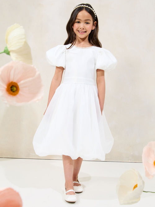 Lipsy Ivory Puff Sleeve Bubblehem Occasion Dress (2-11yrs) - image 1
