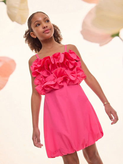 Lipsy Pink 3D Ruffle Puffball Occasion Dress (7-16yrs) - image 3