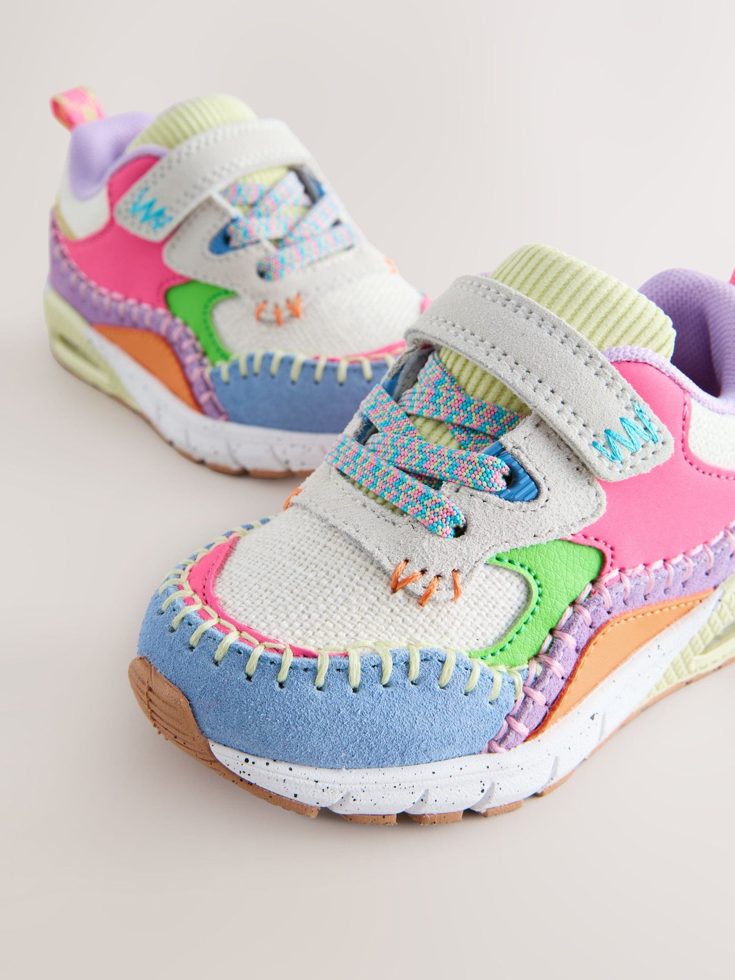 Multi Bright Elastic Lace Chunky Trainers image 4