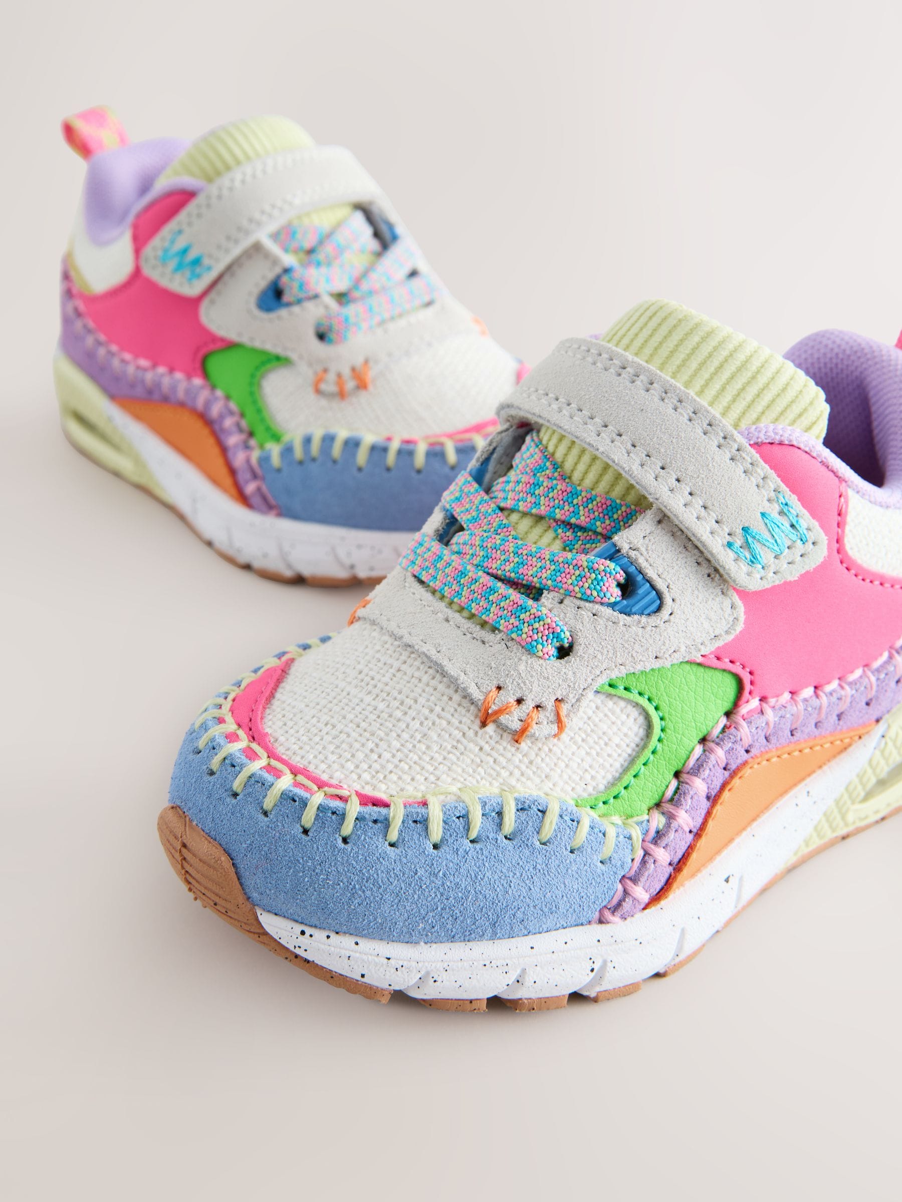 Multi Bright Elastic Lace Chunky Trainers image 4