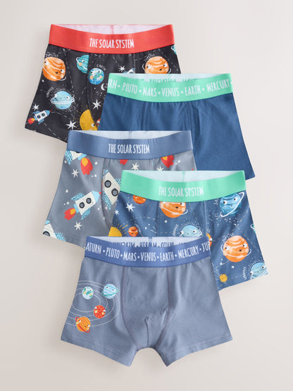 Dsiney Kidz - Blue Space Print Junior Character Trunks 5 Pack (1.5-16yrs) image 1