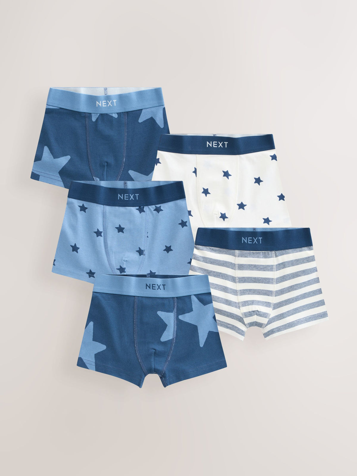 Dsiney Kidz - Blue Stars & Stripes Junior Pattern Trunks 5 Pack (1.5-16yrs) image 1