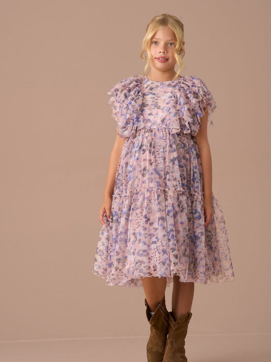 Angel & Rocket Pink Juliana Printed Frill Mesh Dress image 1