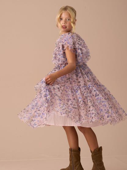 Angel & Rocket Pink Juliana Printed Frill Mesh Dress image 3