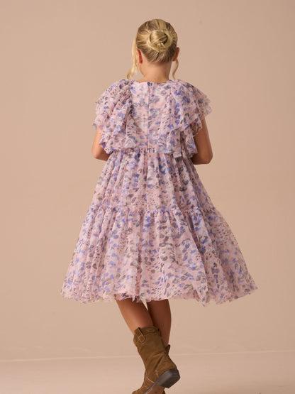 Angel & Rocket Pink Juliana Printed Frill Mesh Dress image 5