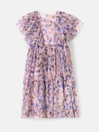 Angel & Rocket Pink Juliana Printed Frill Mesh Dress image 7