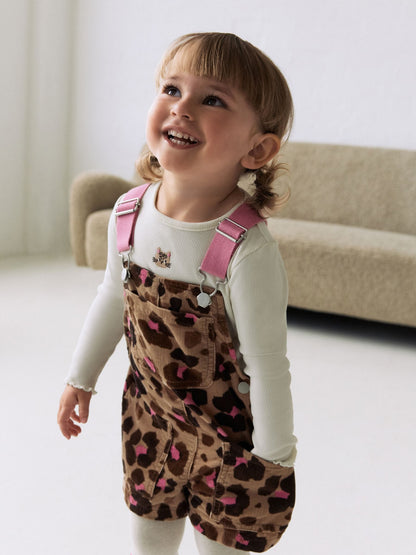 Animal Printed Dungarees with Top and Tights Set (3mths-7yrs)