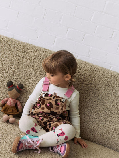 Animal Printed Dungarees with Top and Tights Set (3mths-7yrs)
