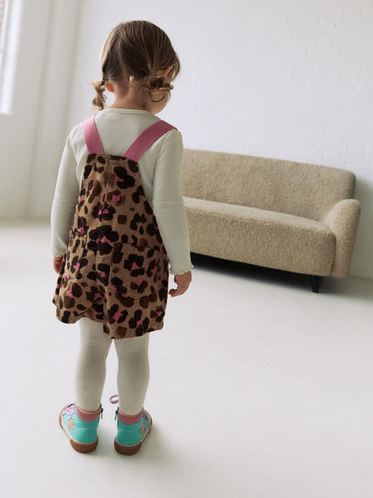 Animal Printed Dungarees with Top and Tights Set (3mths-7yrs)