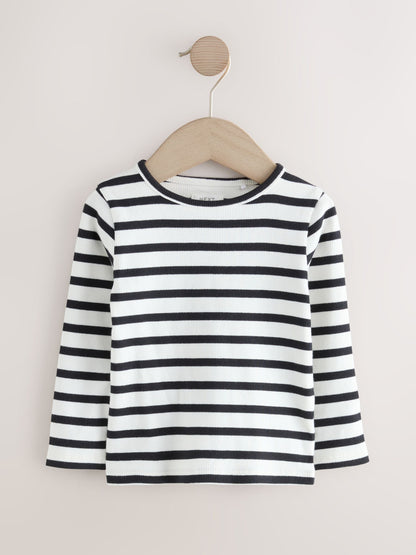 Mid Blue Denim Animal Print Dungarees and Stripe T-Shirt Set (3mths-7yrs)