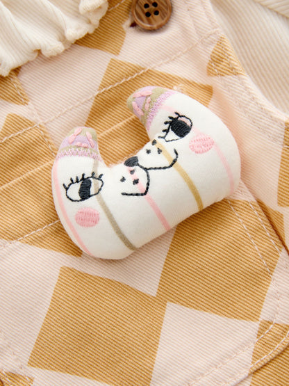 Yellow Harlequin Print Dungarees Set (3mths-7yrs)