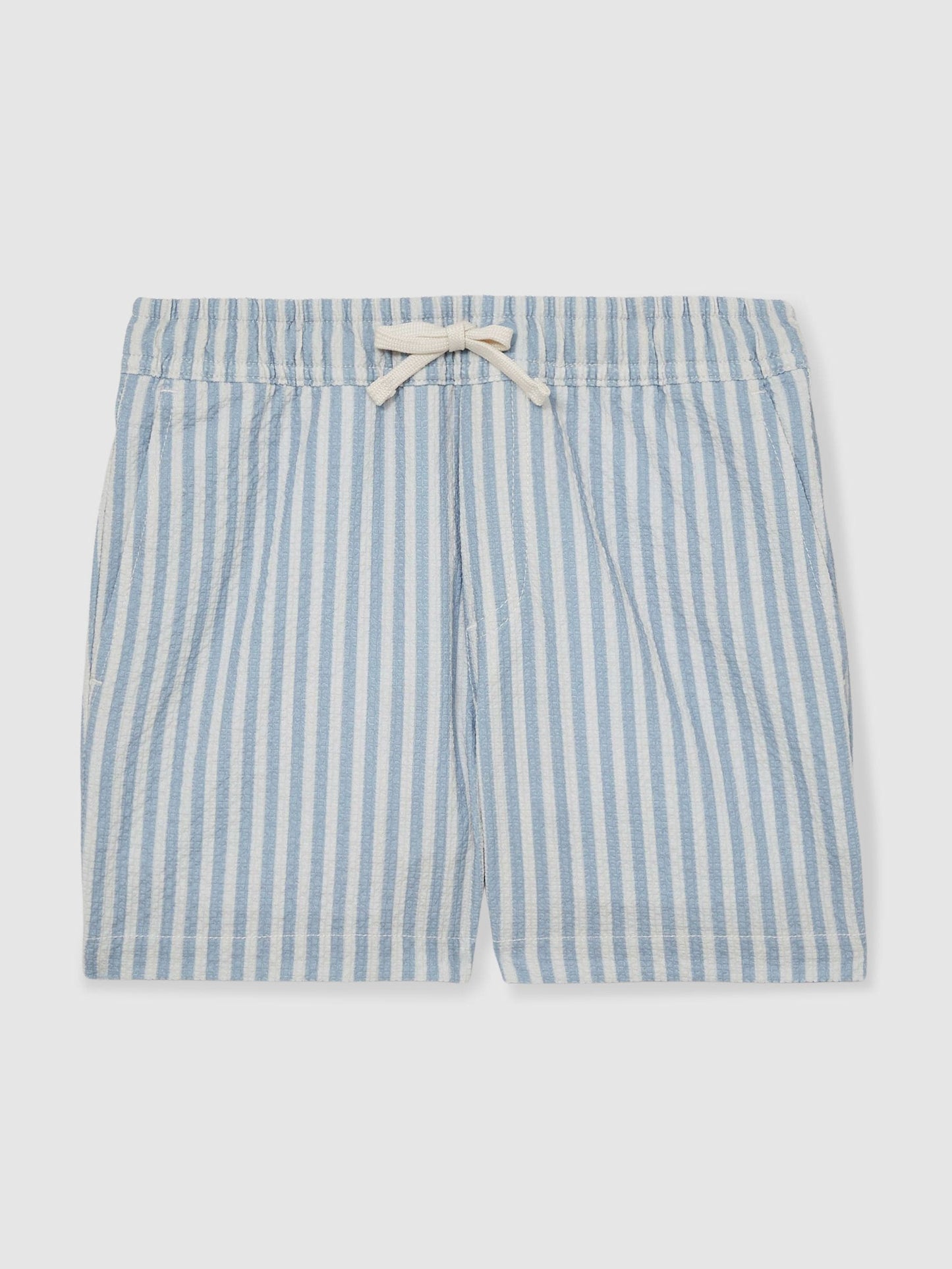 Reiss Soft Blue/White Bay 9-13 yrs Seersucker Striped Swim Shorts image 2