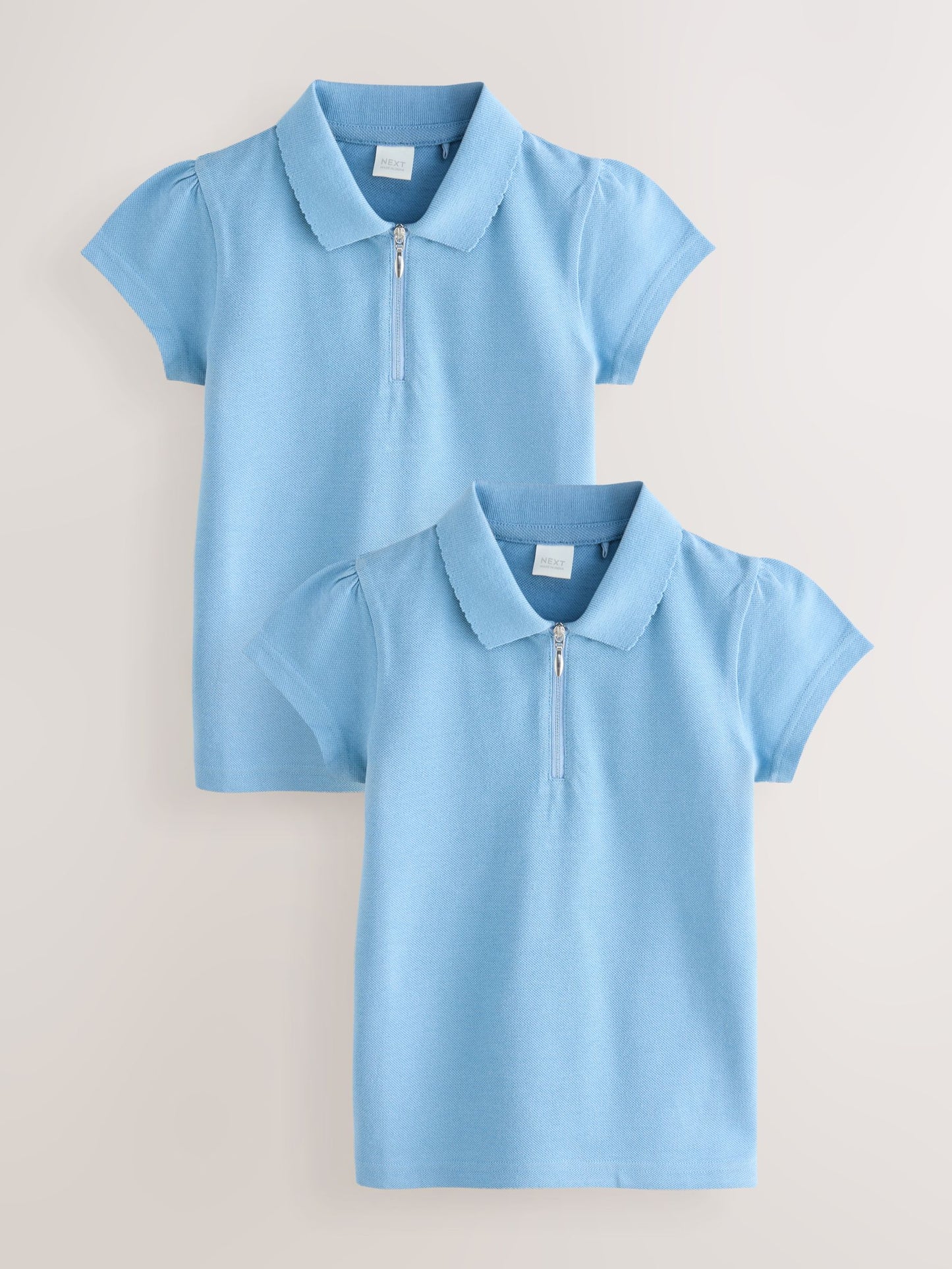 Dsiney Kidz - Blue Girls 2 Pack 100% Cotton Zip Polo Shirts (3-16yrs) image 1