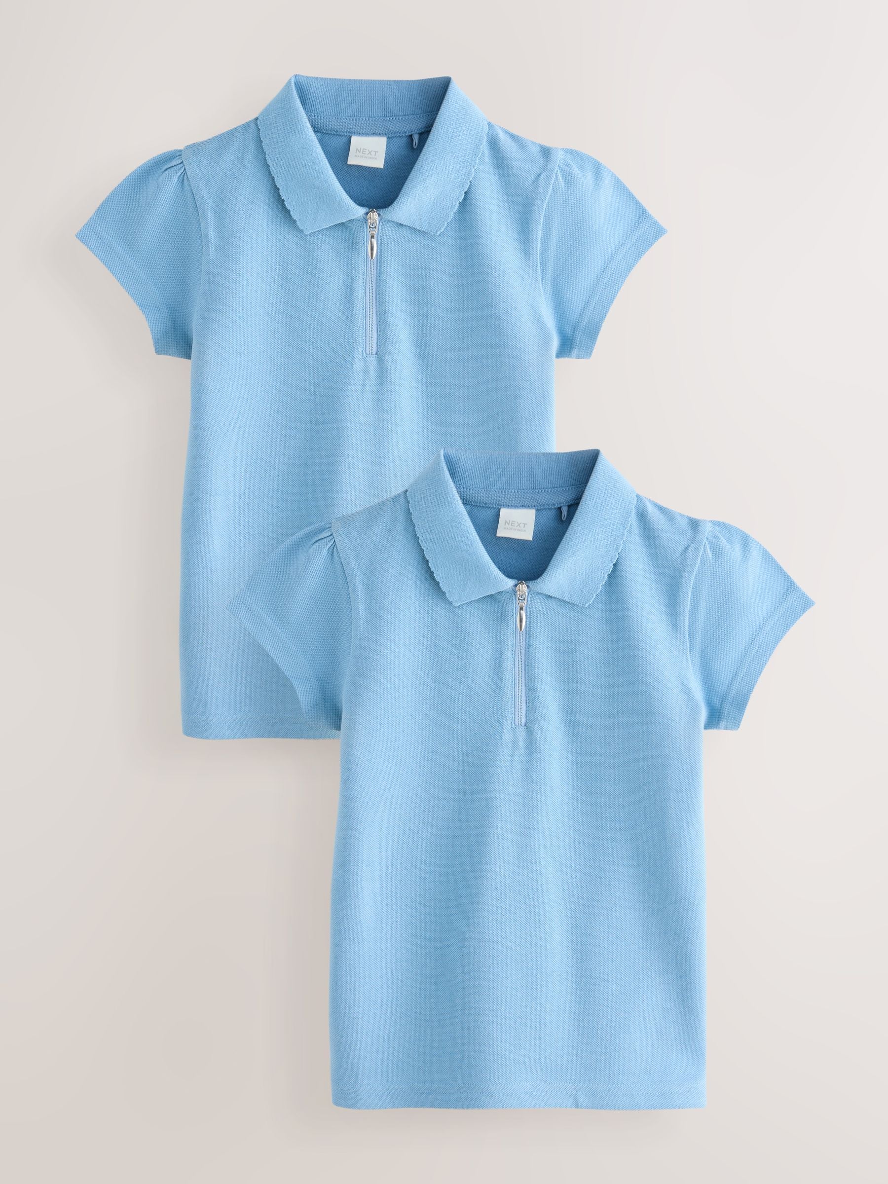 Dsiney Kidz - Blue Girls 2 Pack 100% Cotton Zip Polo Shirts (3-16yrs) image 1