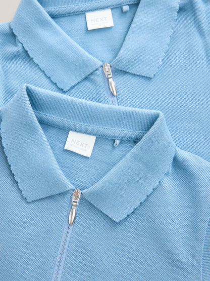 Dsiney Kidz - Blue Girls 2 Pack 100% Cotton Zip Polo Shirts (3-16yrs) image 5