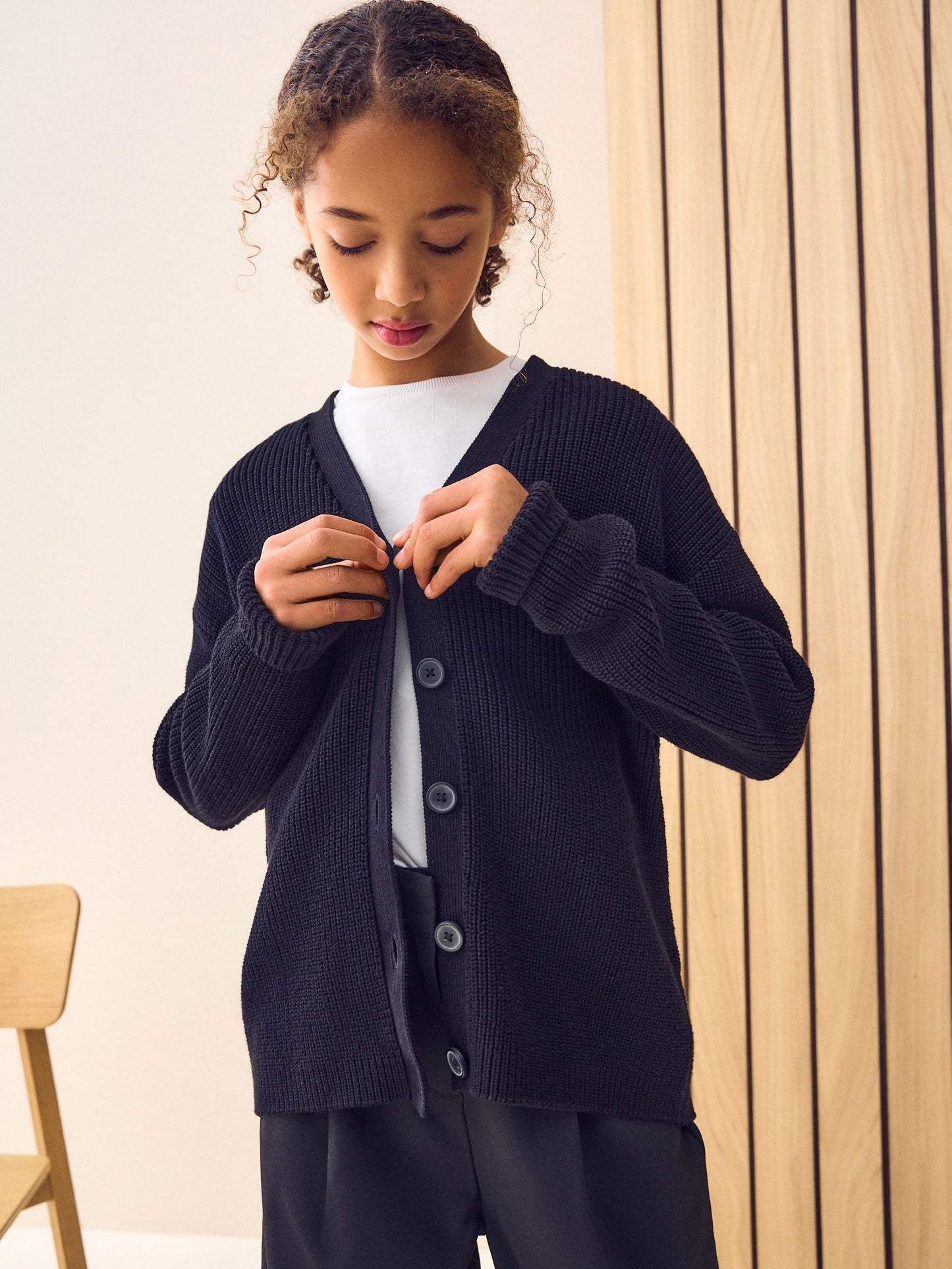 Dsiney Kidz - Black Cotton Rich Boxy School CardiganS (3-18yrs) image 1