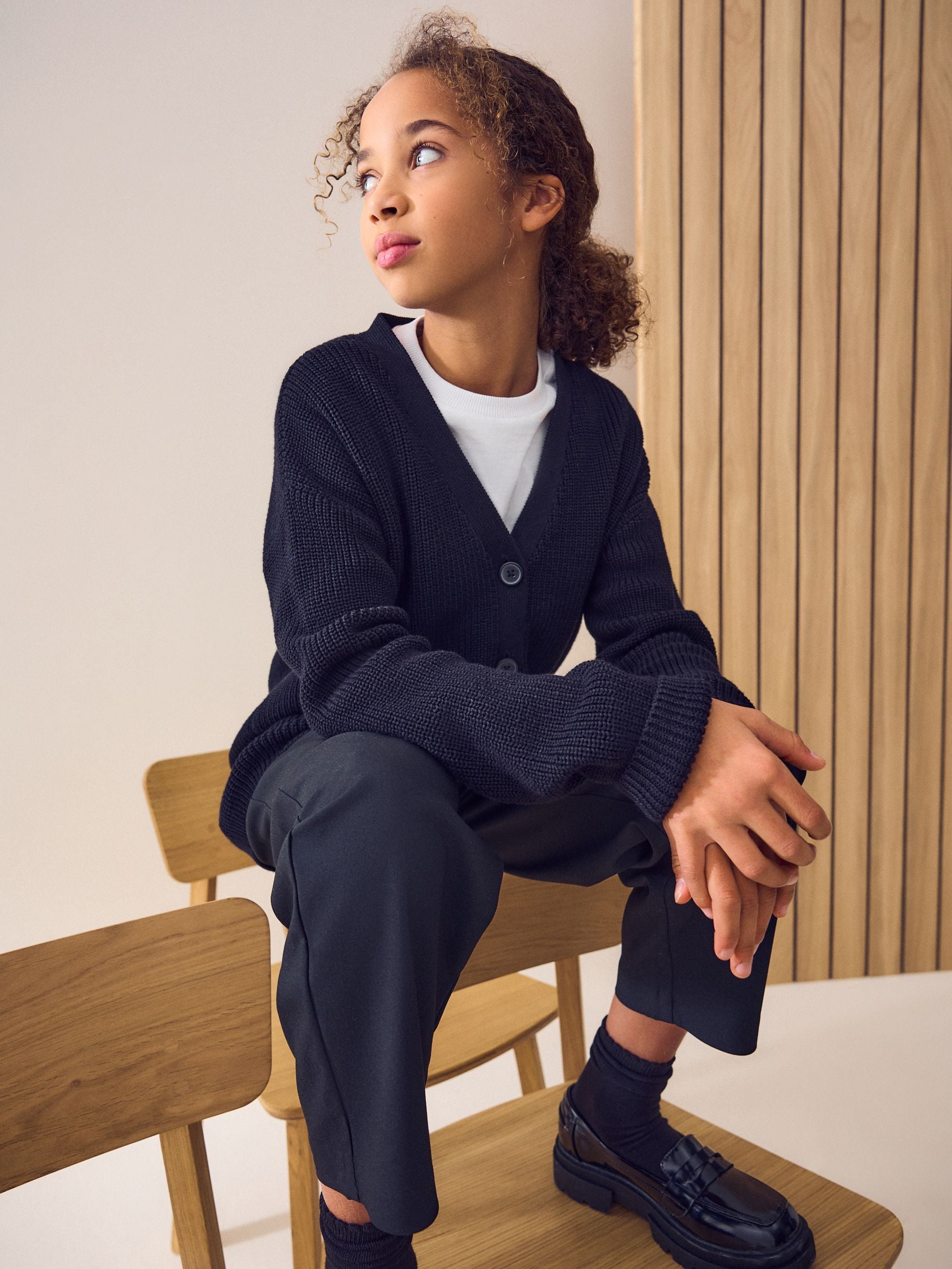 Dsiney Kidz - Black Cotton Rich Boxy School CardiganS (3-18yrs) image 2