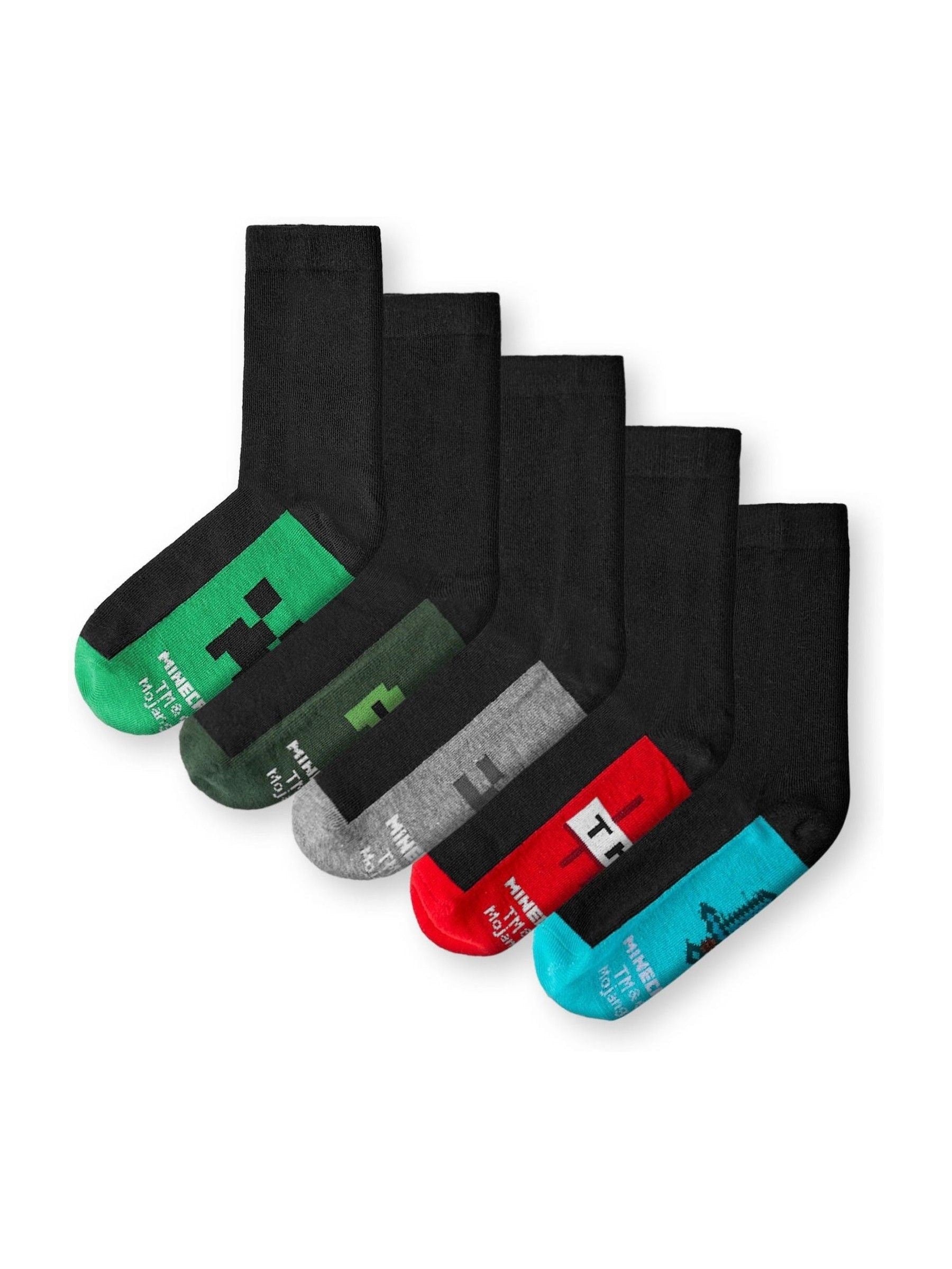 Dsiney Kidz - Vanilla Underground Black Minecraft TNT Calf Socks Set of 5 image 1