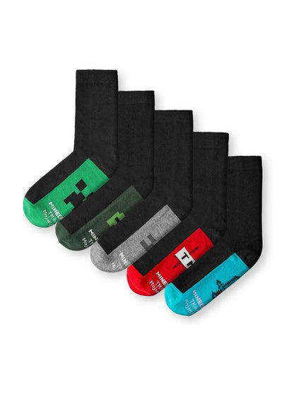 Dsiney Kidz - Vanilla Underground Black Minecraft TNT Calf Socks Set of 5 image 1