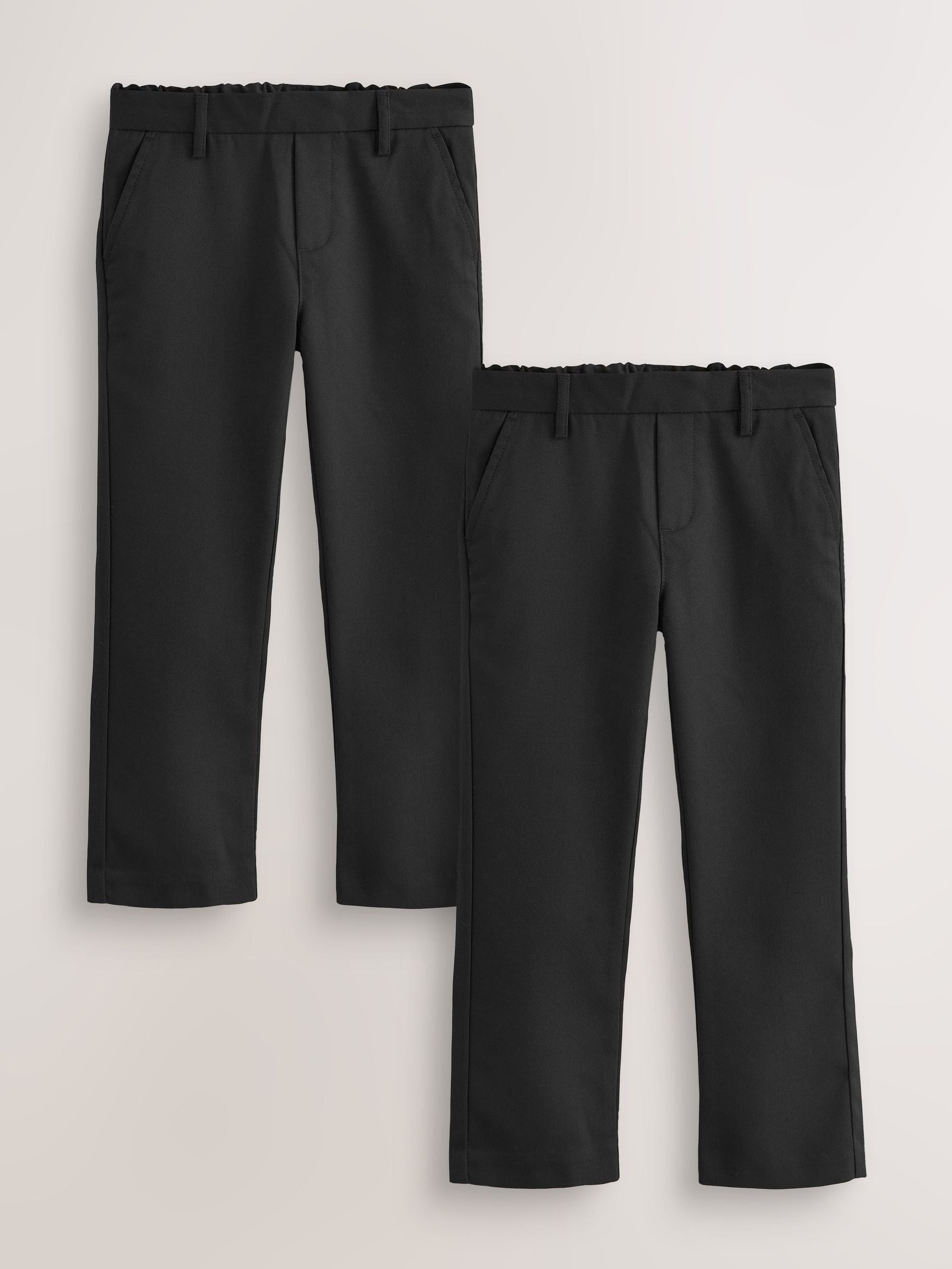 Dsiney Kidz - Black Straight Leg Pull On Waist School Trousers 2 Pack (3-17yrs) image 1