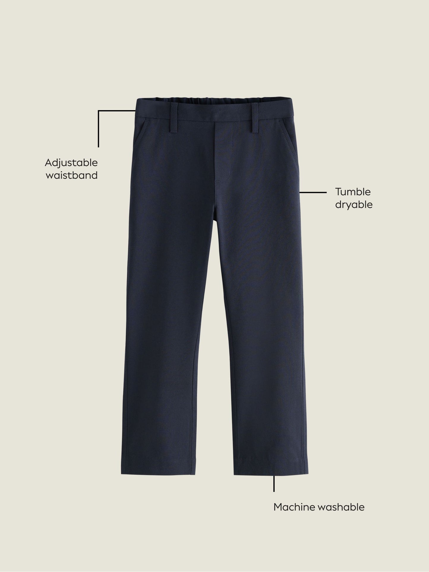 Dsiney Kidz - Navy Skinny School Formal Stretch Pull On Waist Trousers (3-17yrs) image 4