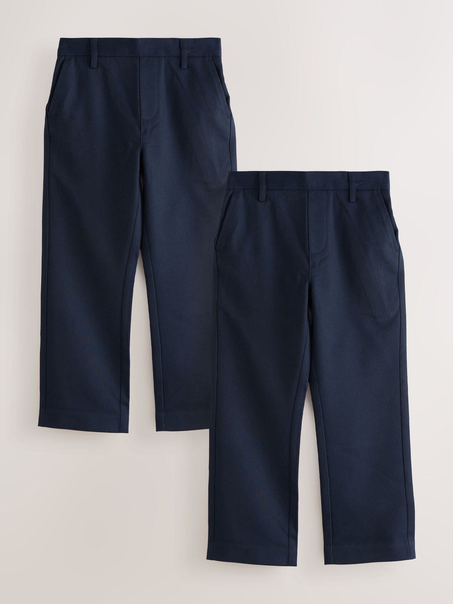 Dsiney Kidz - Navy Straight Leg Pull On Waist School Trousers 2 Pack (3-17yrs) image 1
