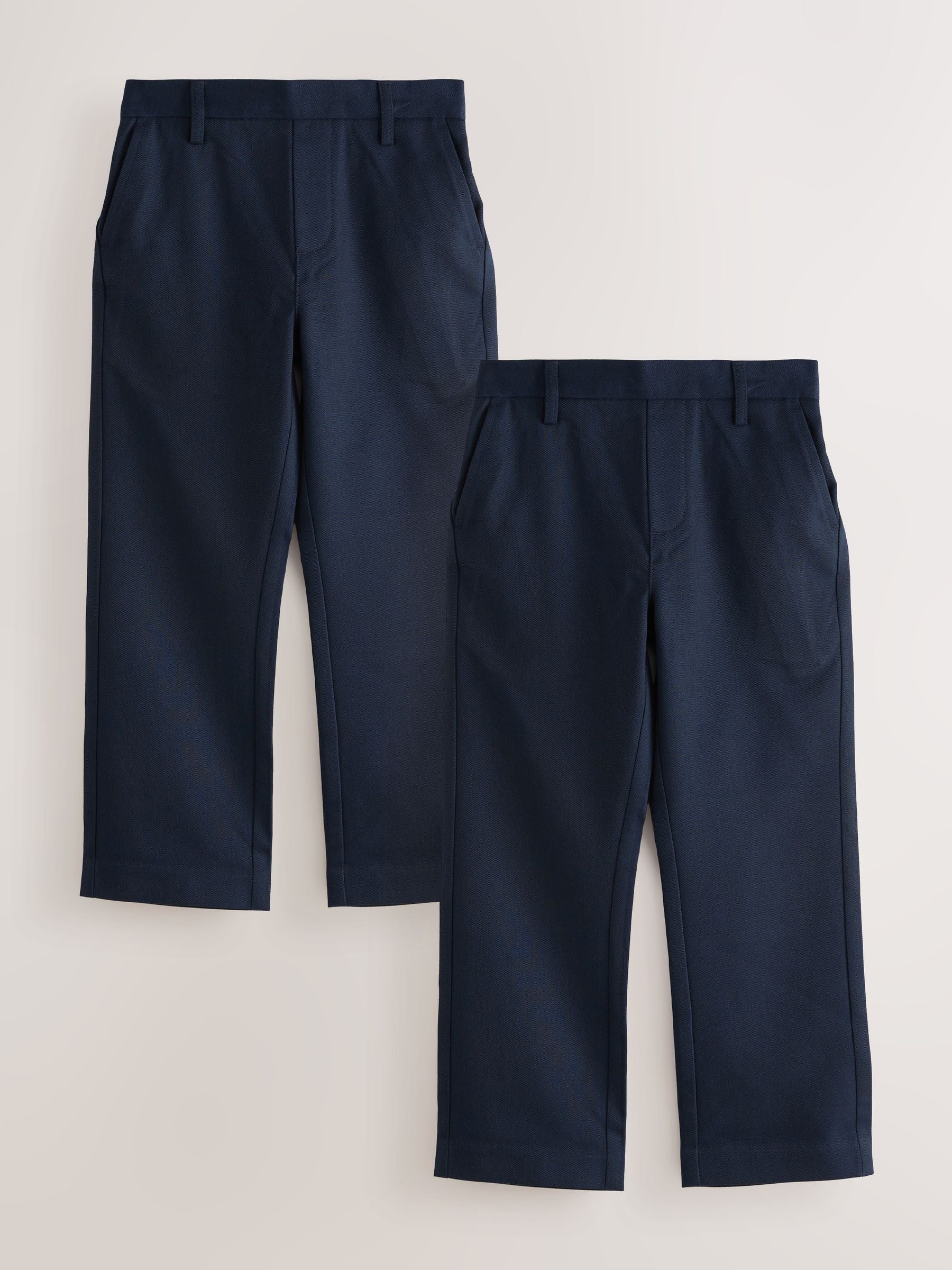 Dsiney Kidz - Navy Straight Leg Pull On Waist School Trousers 2 Pack (3-17yrs) image 1
