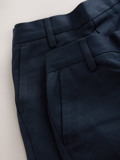 Dsiney Kidz - Navy Straight Leg Pull On Waist School Trousers 2 Pack (3-17yrs) image 6