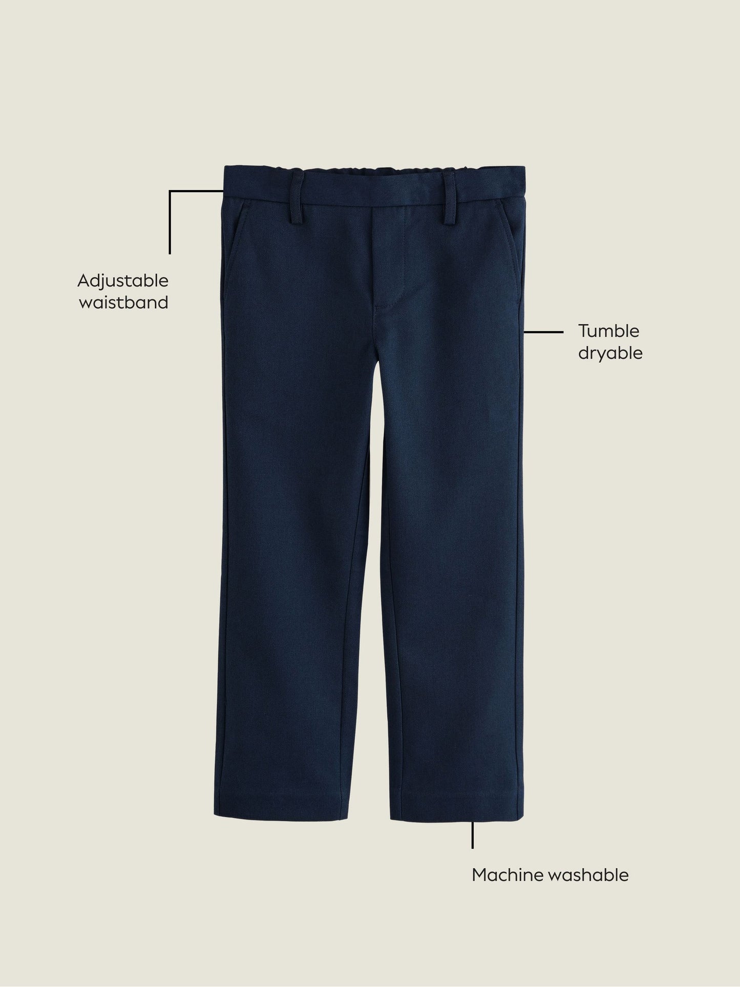 Dsiney Kidz - Navy School Pull On Waist Straight Trousers (3-17yrs) image 4