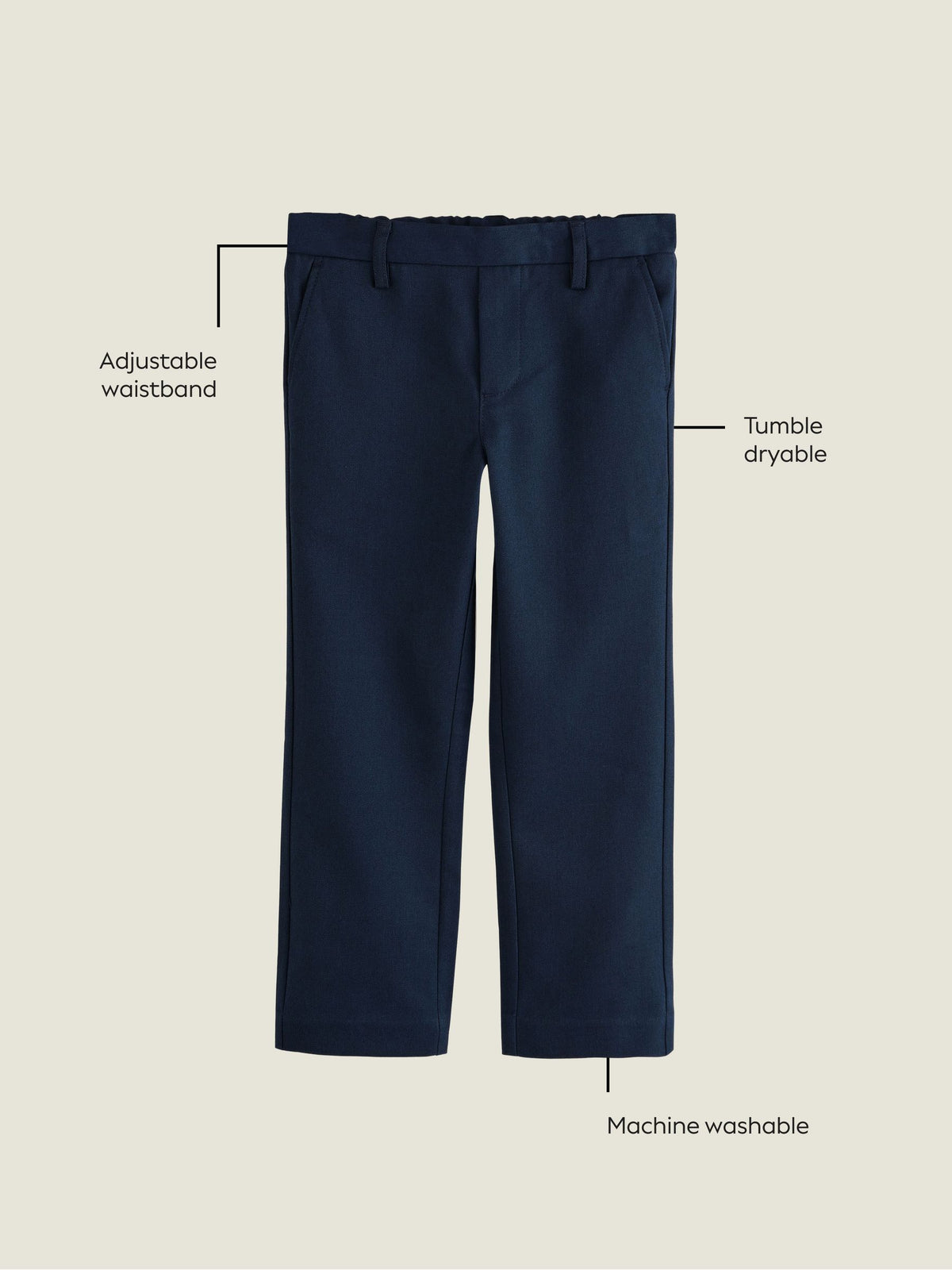 Dsiney Kidz - Navy School Pull On Waist Straight Trousers (3-17yrs) image 4