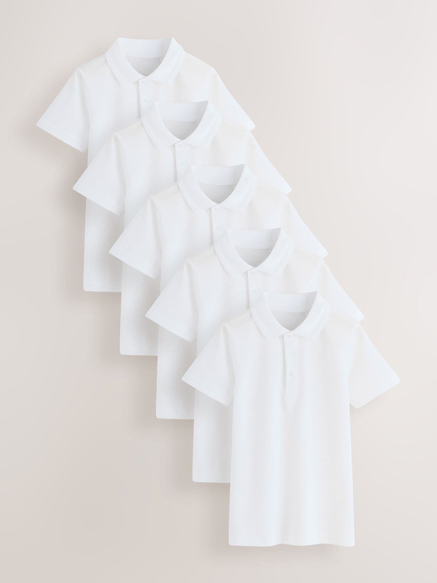 Dsiney Kidz - White Slim Fit Cotton School Short Sleeve Shirts 5 Pack (3-16yrs) image 1