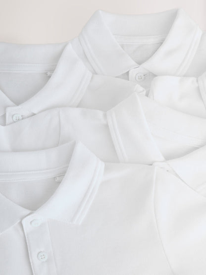 Dsiney Kidz - White Slim Fit Cotton School Short Sleeve Shirts 5 Pack (3-16yrs) image 5