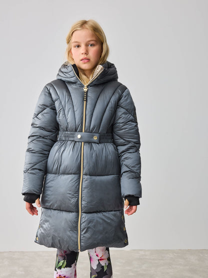 Baker by Ted Baker Navy Shower Resistant Pearl Belted Padded Coat image 1