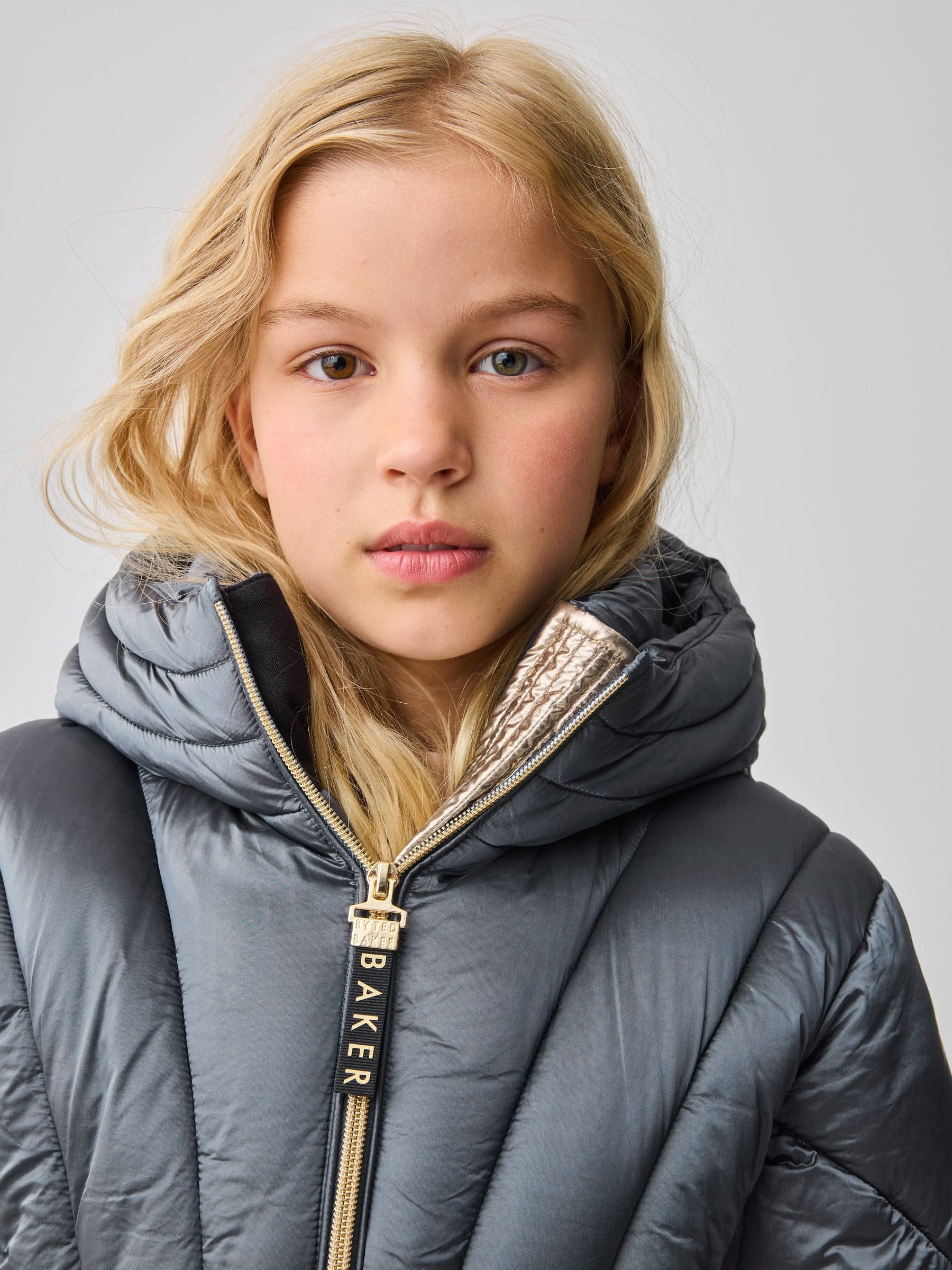 Baker by Ted Baker Navy Shower Resistant Pearl Belted Padded Coat image 7