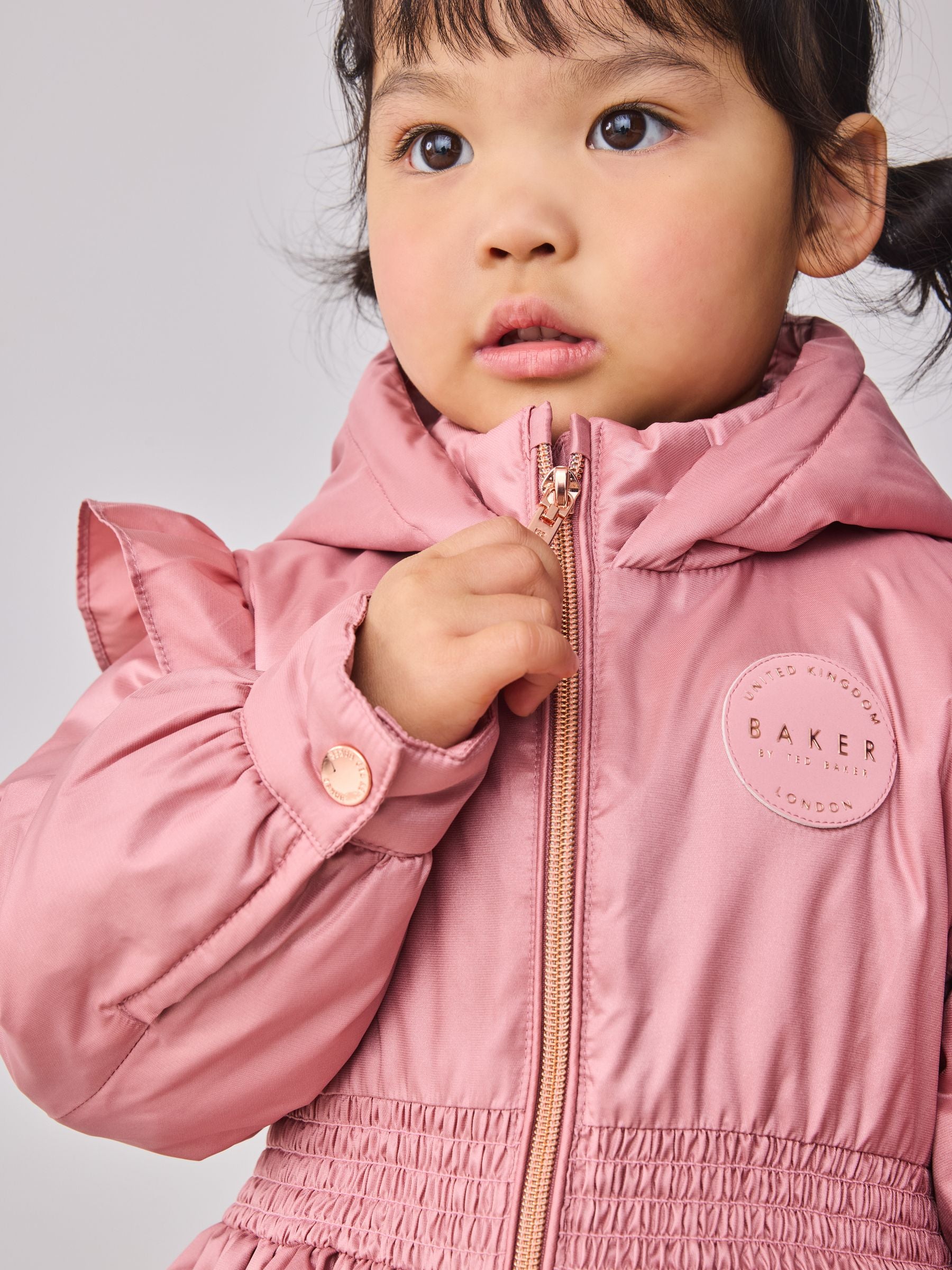 Baker by Ted Baker Pink Shower Resistant Lightweight Scallop Raincoat image 5