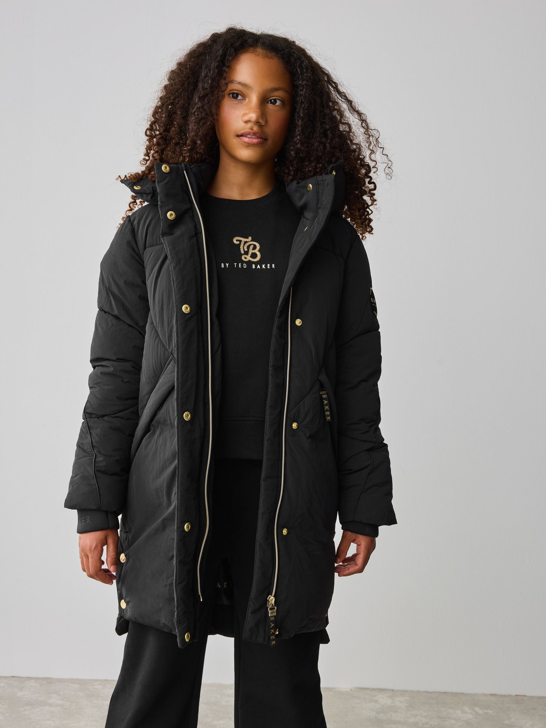 Baker by Ted Baker Girls Shower Resistant Longline Padded Coat image 2