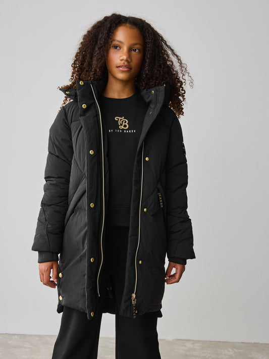 Baker by Ted Baker Girls Shower Resistant Longline Padded Coat image 2