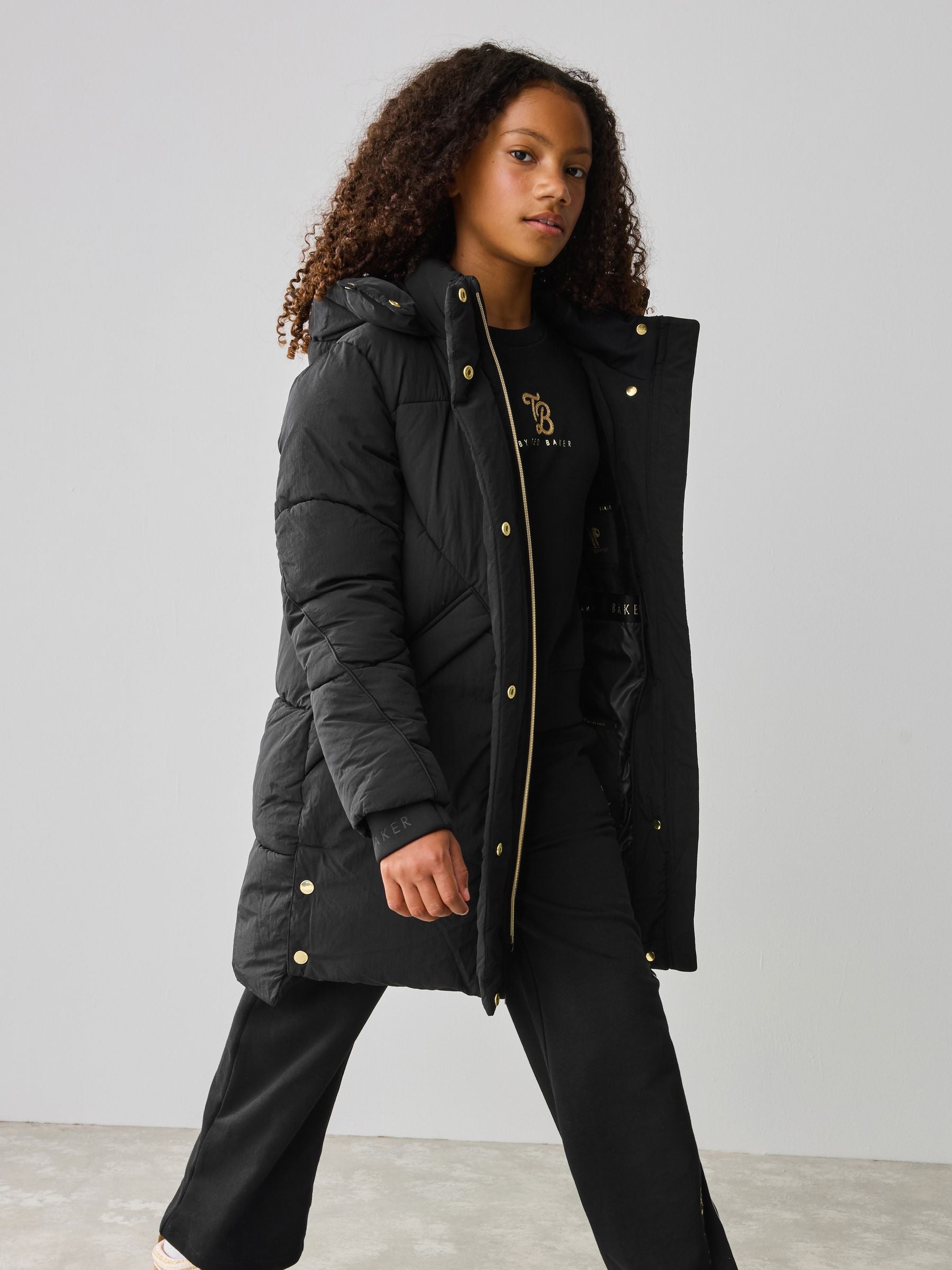 Baker by Ted Baker Girls Shower Resistant Longline Padded Coat image 4