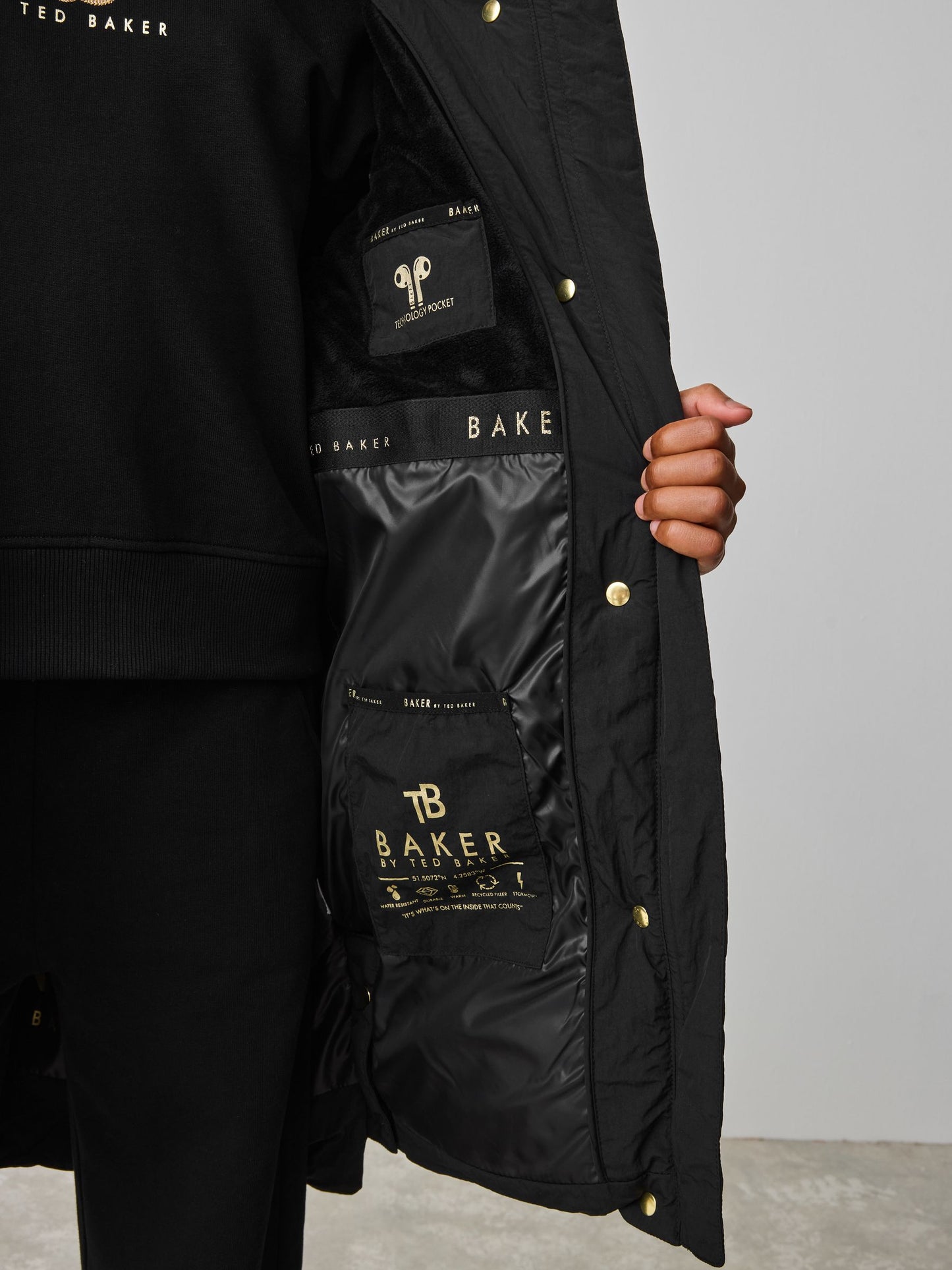 Baker by Ted Baker Girls Shower Resistant Longline Padded Coat image 8