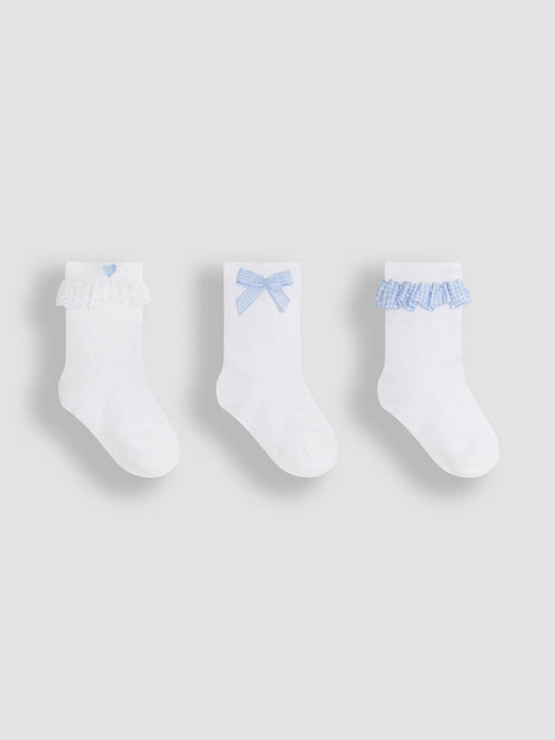 JoJo Maman Bébé Blue Frilly Socks 3 Pack image 1