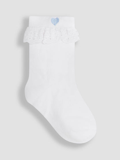 JoJo Maman Bébé Blue Frilly Socks 3 Pack image 2