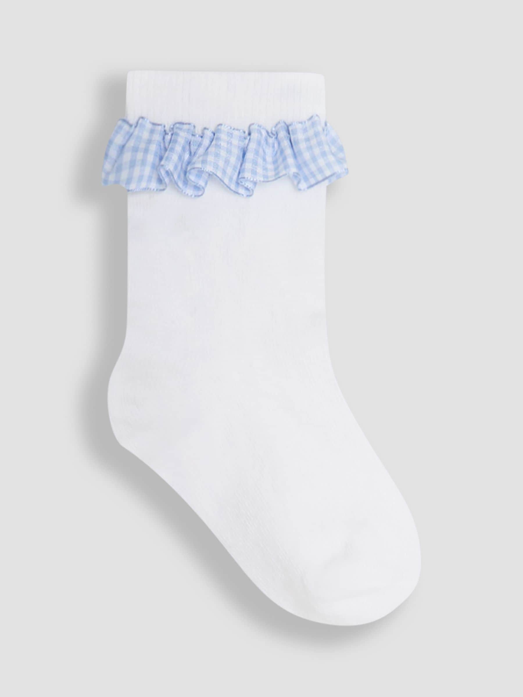 JoJo Maman Bébé Blue Frilly Socks 3 Pack image 4