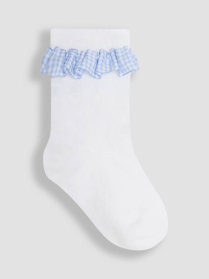 JoJo Maman Bébé Blue Frilly Socks 3 Pack image 4