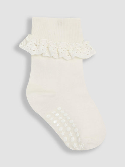 JoJo Maman Bébé Khaki Frilly Socks 3 Pack image 3